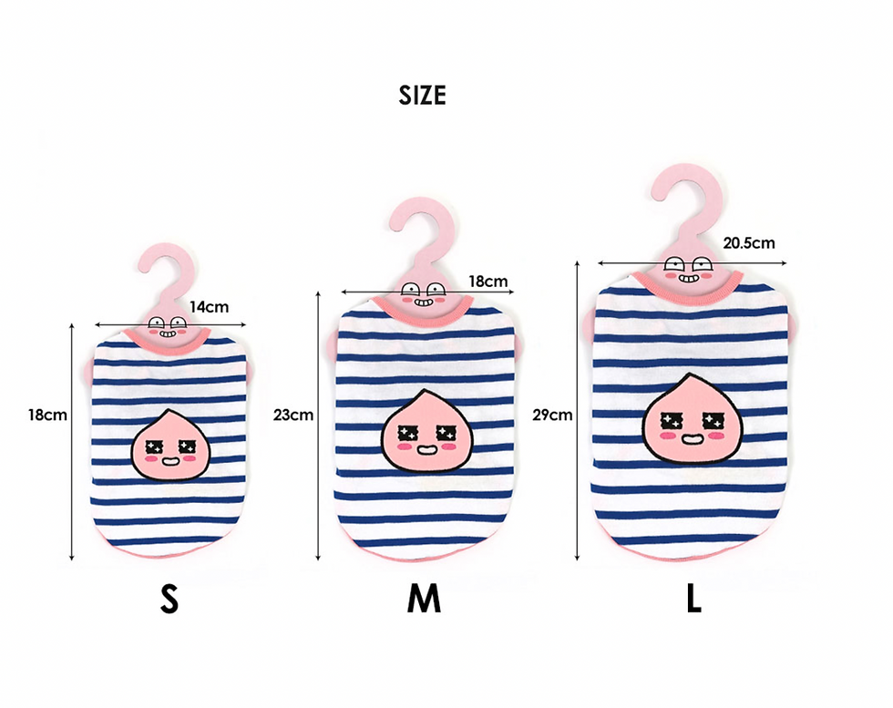 縮圖：Kakao Friends Ryan / Apeach Kakao Friends Pet Sprite Sleeveless 寵物間條無袖T恤 （S/M/L）