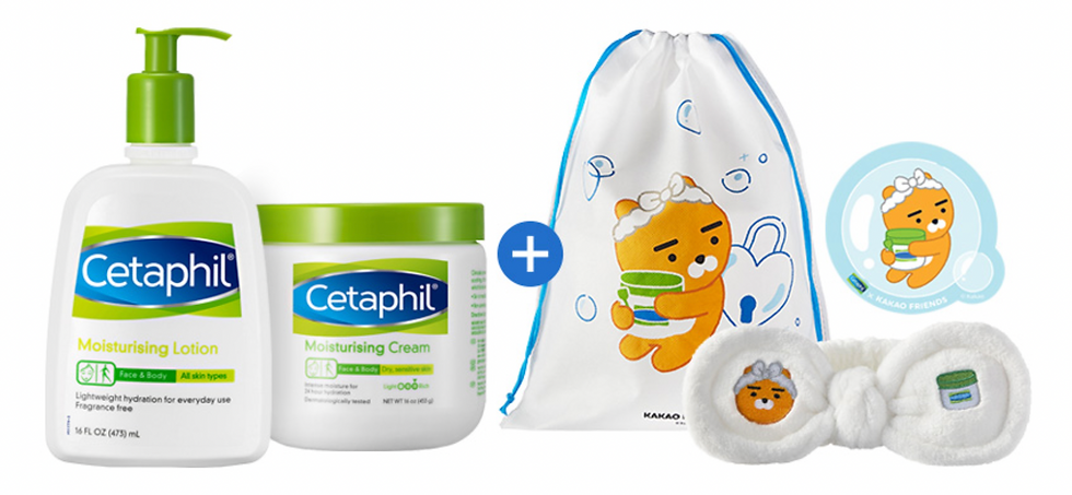 縮圖：Kakao Friends x Cetaphil 保濕套裝（附送Ryan/Apeach洗面頭箍 ＋ Ryan索袋 ＋ Ryan 貼紙）