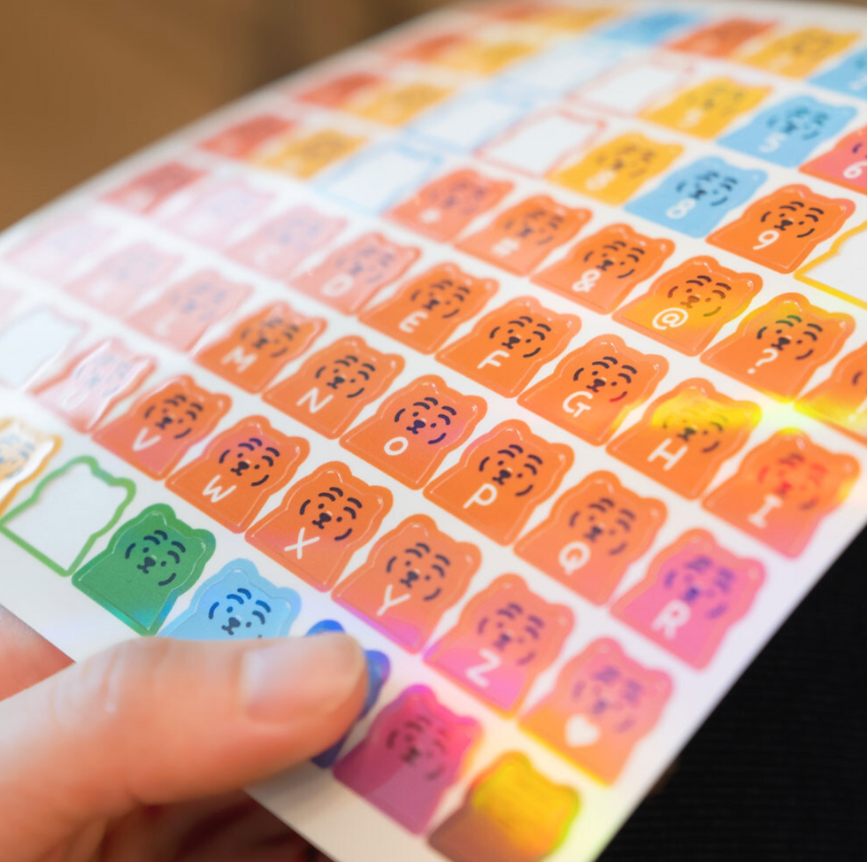 縮圖：Muzik Tiger ABC123 Hologram Removable Stickers 鍵盤貼紙