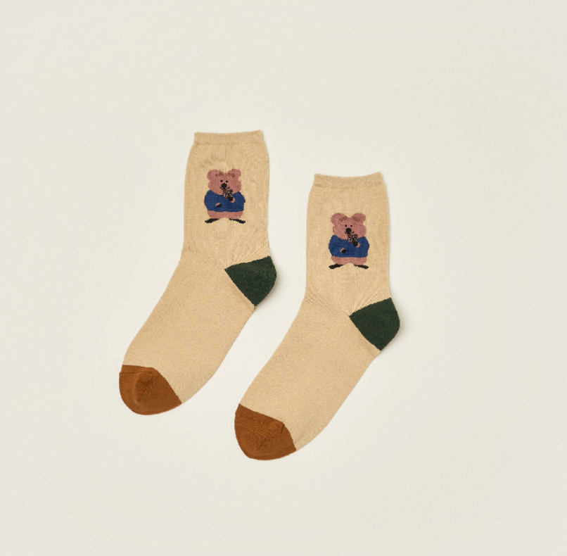 縮圖：Dinotaeng Donut Quokka Single Socks 中長襪