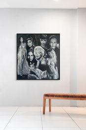 artwork with: Monica Bellucci, Amy Winehouse, Audrey Hepburn, Romy Schneider, Megan fox, Marilyn Monroe, Brigitte bardot, Josephine Baker
