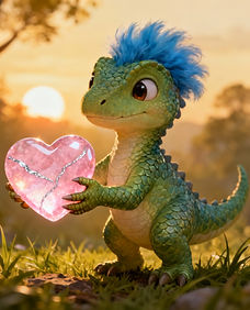 baby dinosaur holding heart