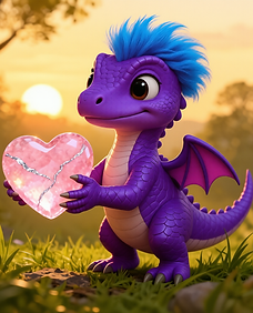 cute dragon holding heart