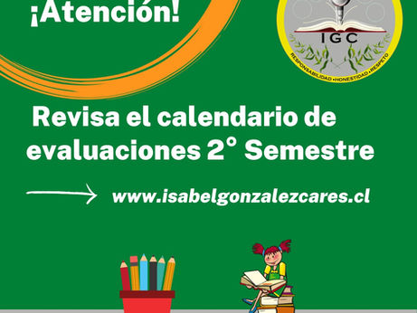 Revisa Calendario de Evaluaciones 2° Semestre