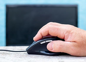 Hand on Mouse, with Monitor