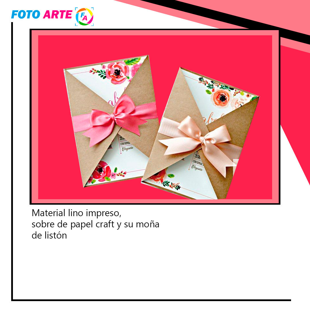 Invitación de 15 años sobre papel craft