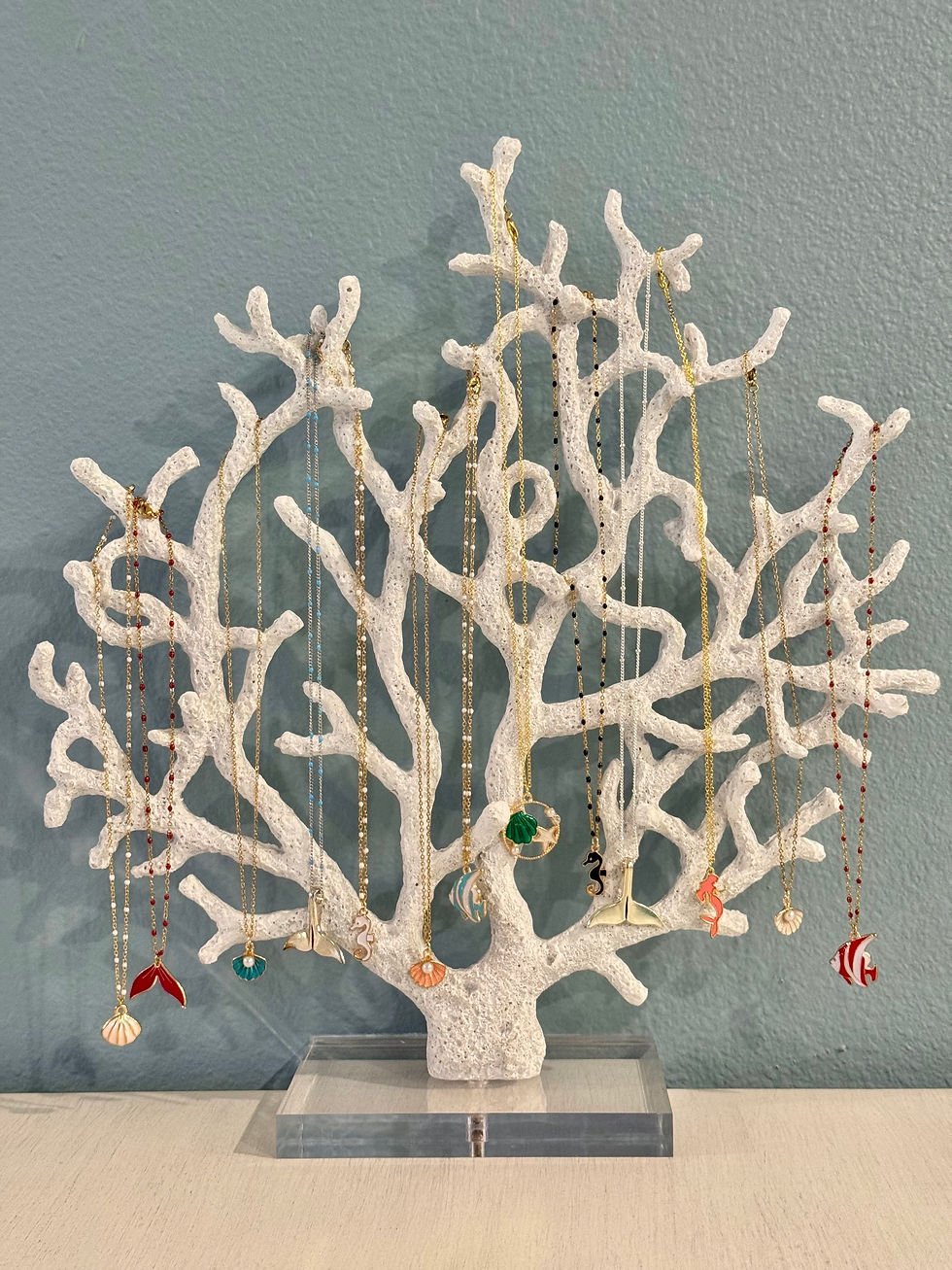 Thumbnail: Silver Whale Tail - Silver Blue Chain