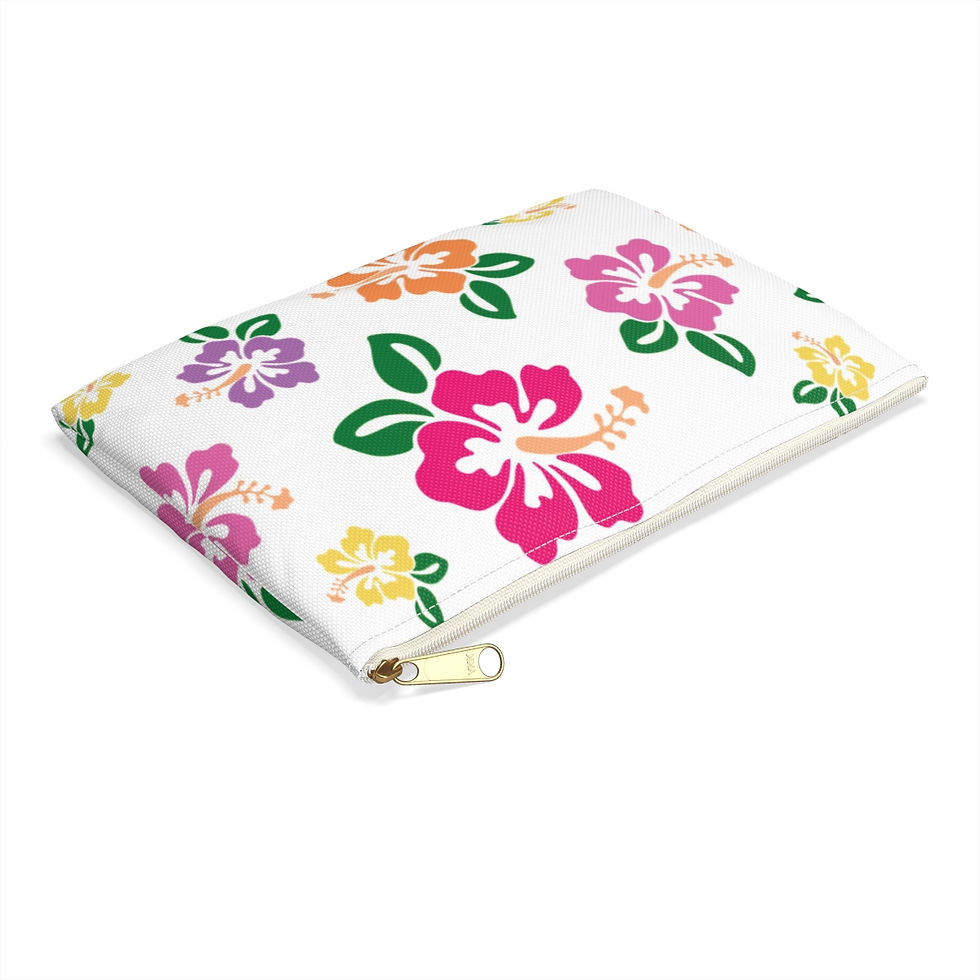Thumbnail: Hibiscus Accessory Pouch in White