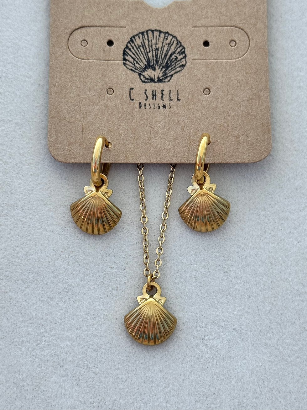 Thumbnail: Shell Charm Necklace & Earrings