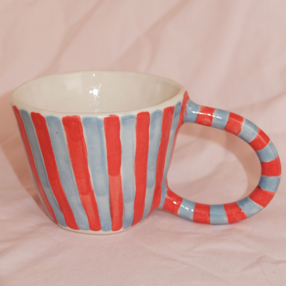 poppy sky stripe mug