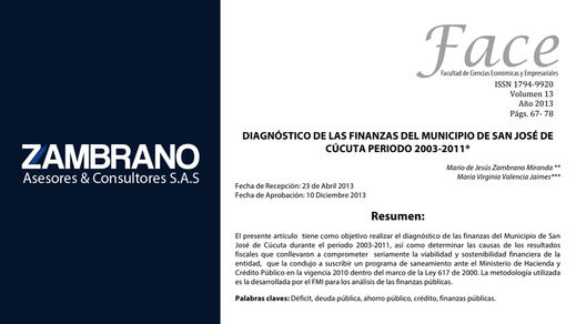 DIAGNÓSTICO DE LAS FINANZAS DEL MUNICIPIO DE SAN JOSÉ DE CÚCUTA PERIODO 2003-2011
