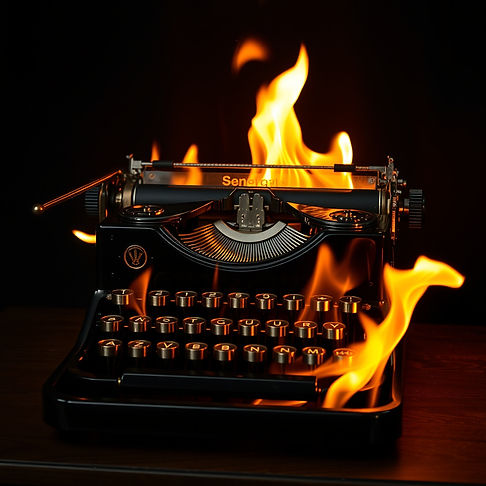 an art deco inspired typewriter on fire.jpg