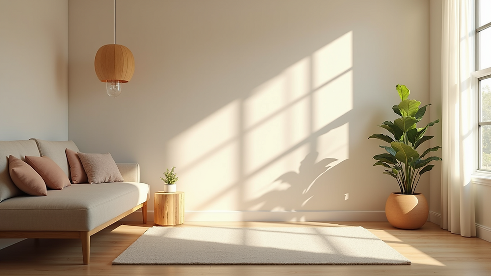High angle view of a calm sensory-friendly room with soft lighting