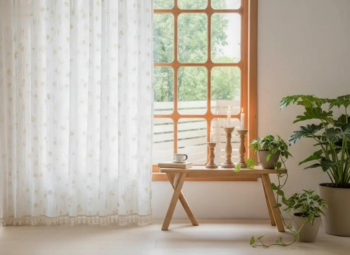 Boho Floral Cotton Curtains – Light Filtering Spring & Summer Window Drapes