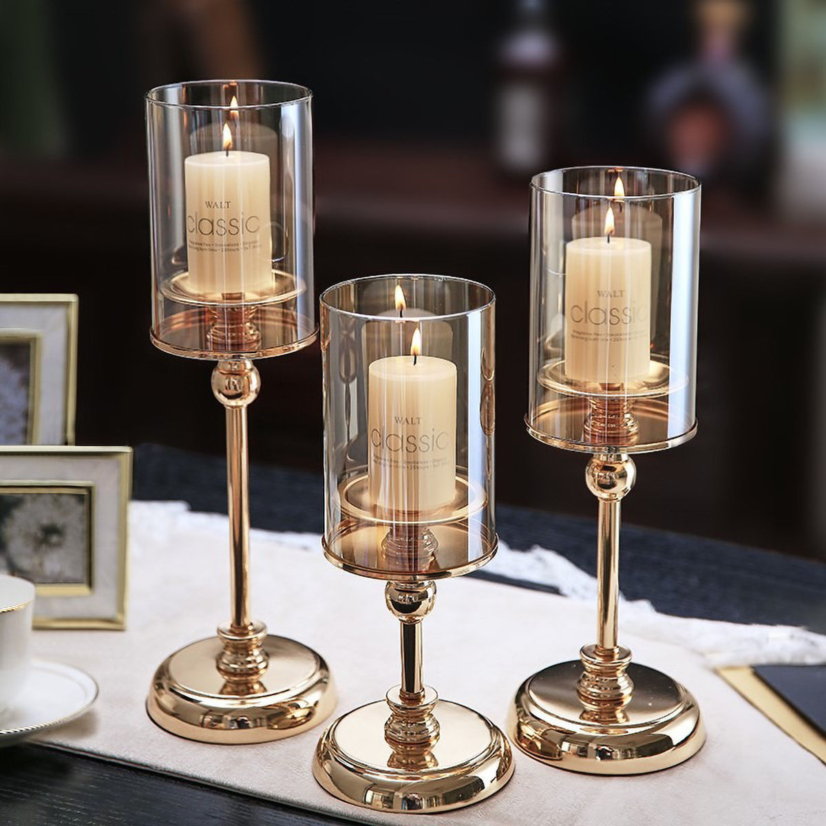 Windproof Clear Glass Candle Holder — Thick Modern Pillar Candle Cup