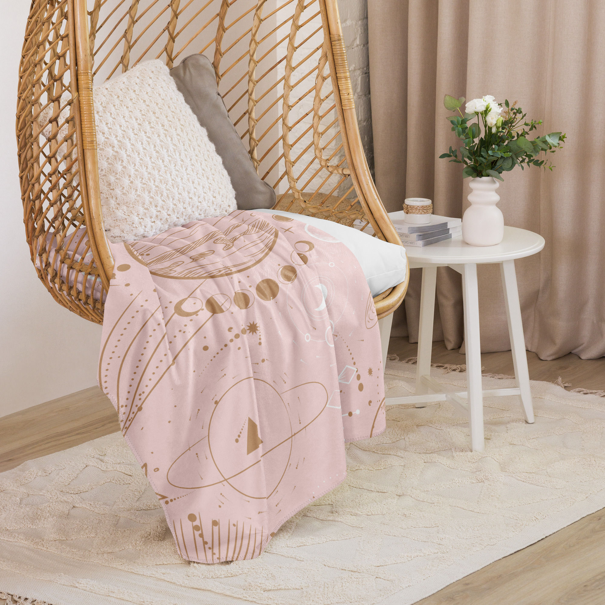 Soft Pink Galaxy Sherpa Blanket – Plush Cozy Throw