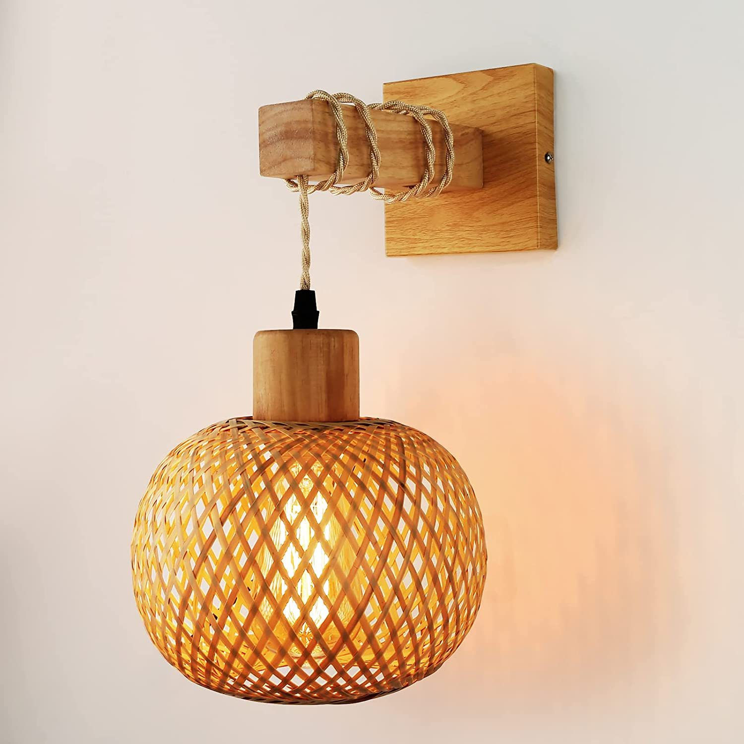 Kyoto Bamboo Wall Sconce – Japandi Woven Wall Lighting