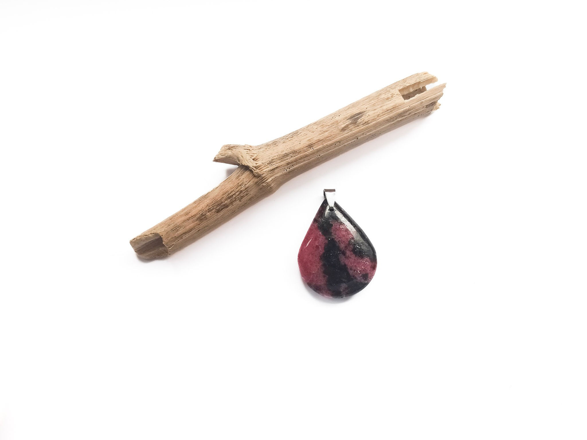 Pendentif goutte rhodonite