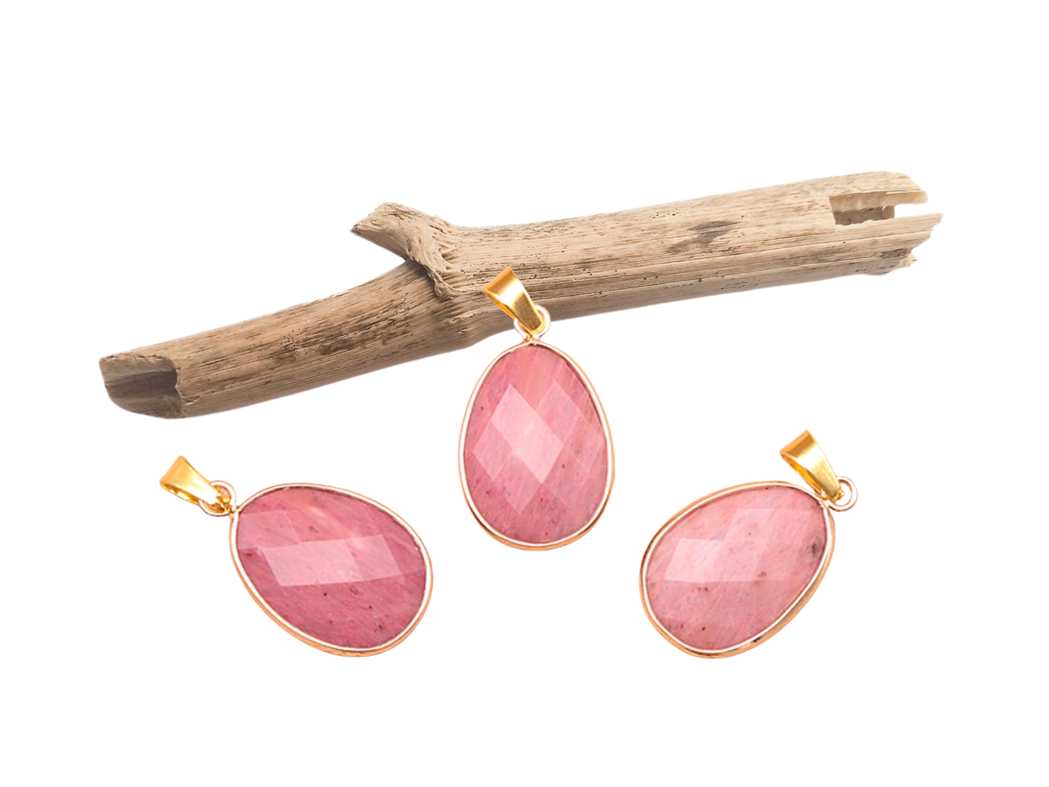 Pendentif serti ovale rhodonite