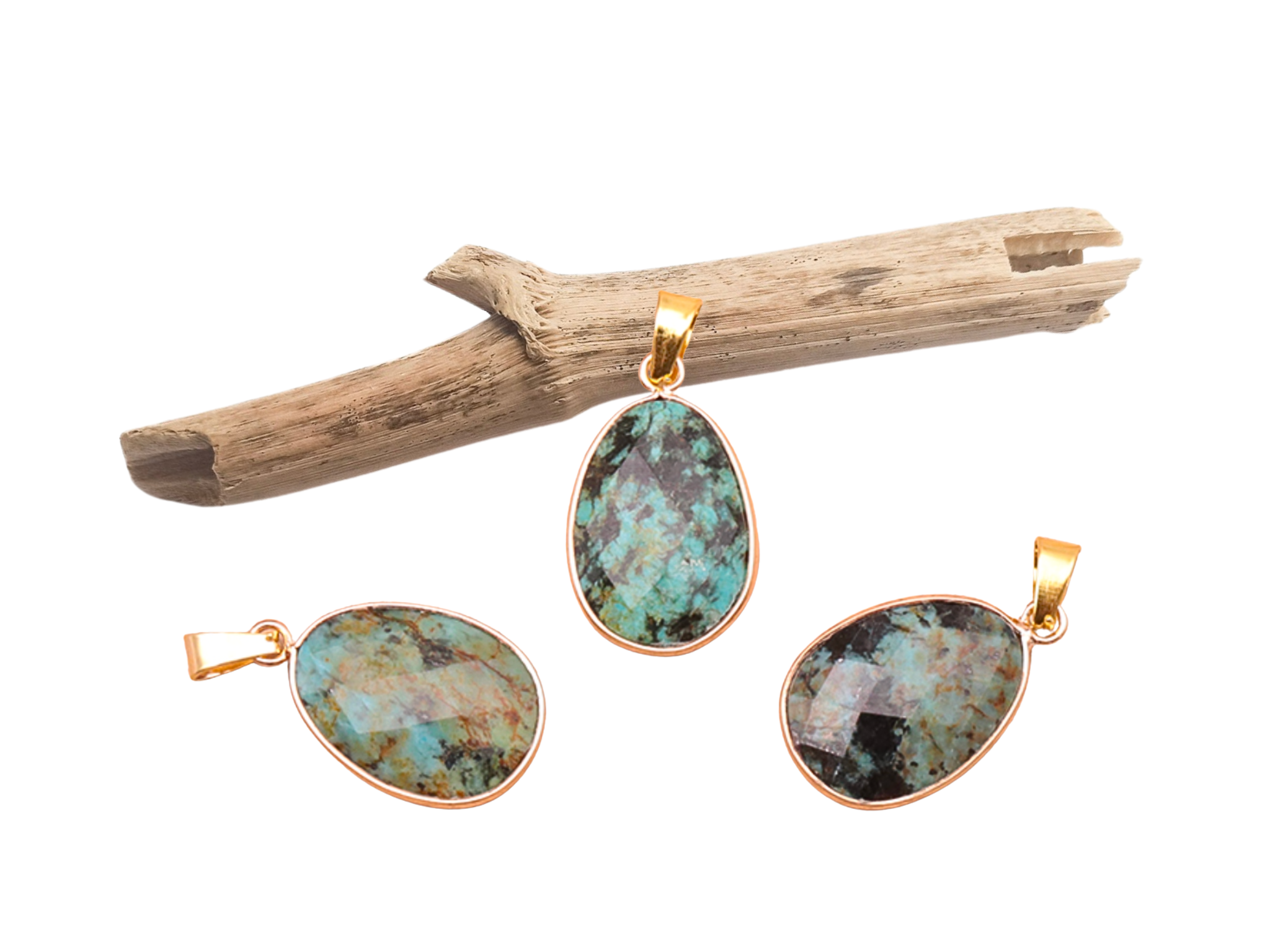 Pendentif serti ovale turquoise