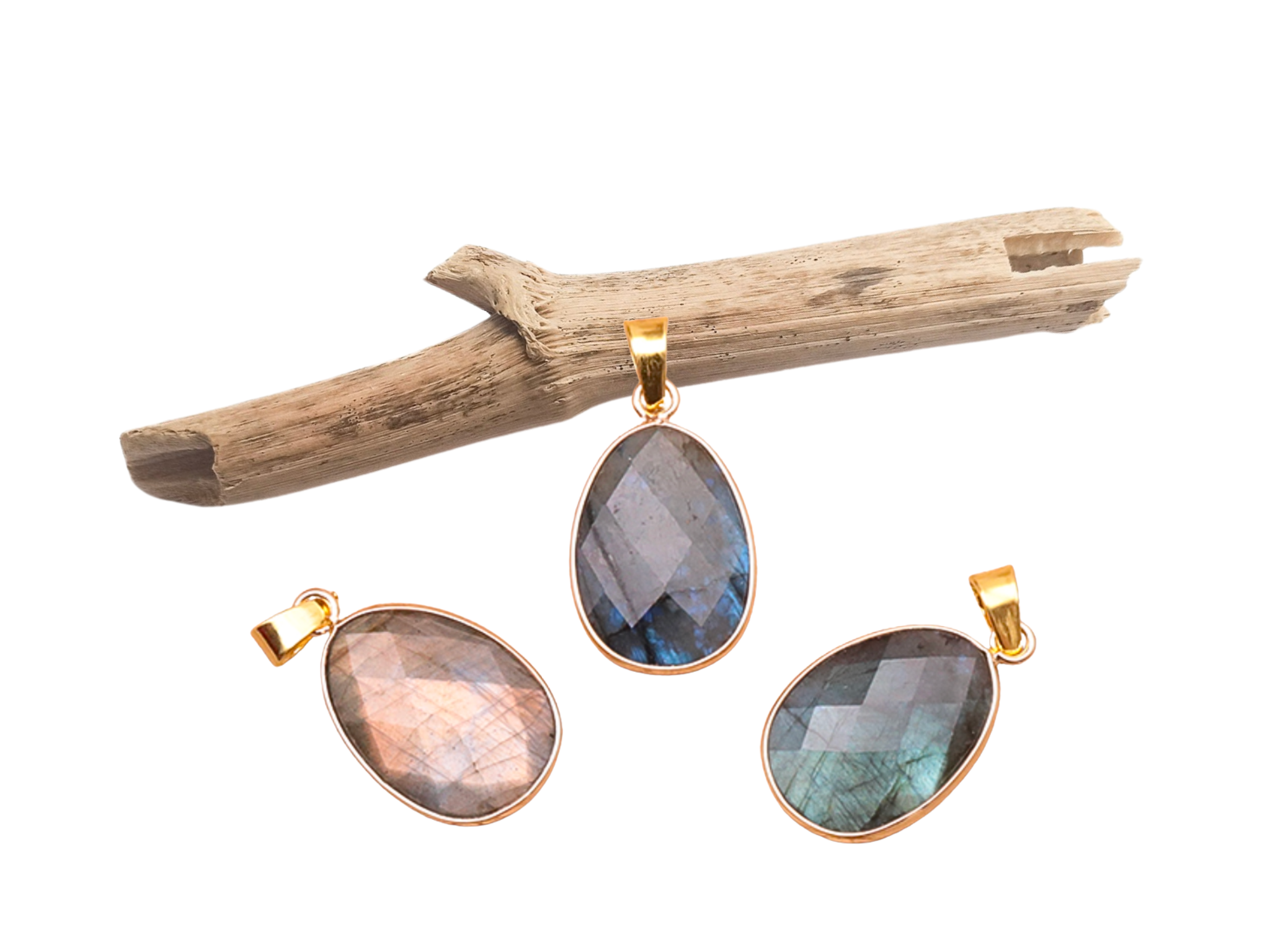 Pendentif serti ovale labradorite