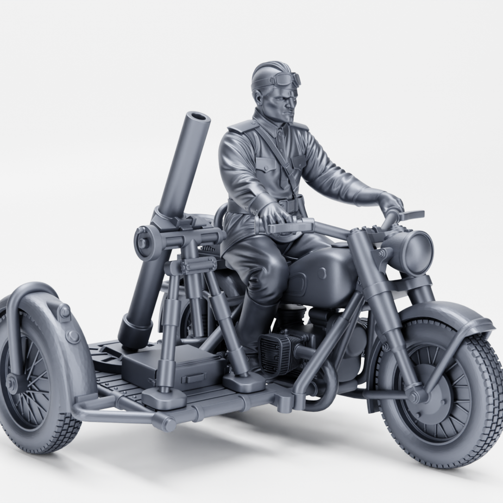 Motorcycle IMZ-Ural M-72 with sidecar+82mm mortar (USSR, WW2) - COMMERCIAL USE