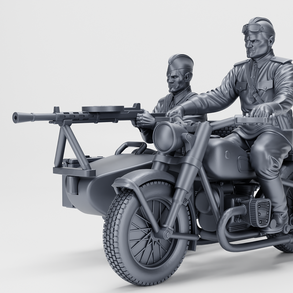 Thumbnail: Motorcycle IMZ-Ural M-72 with sidecar + 2 Riders (USSR, WW2) - PERSONAL USE