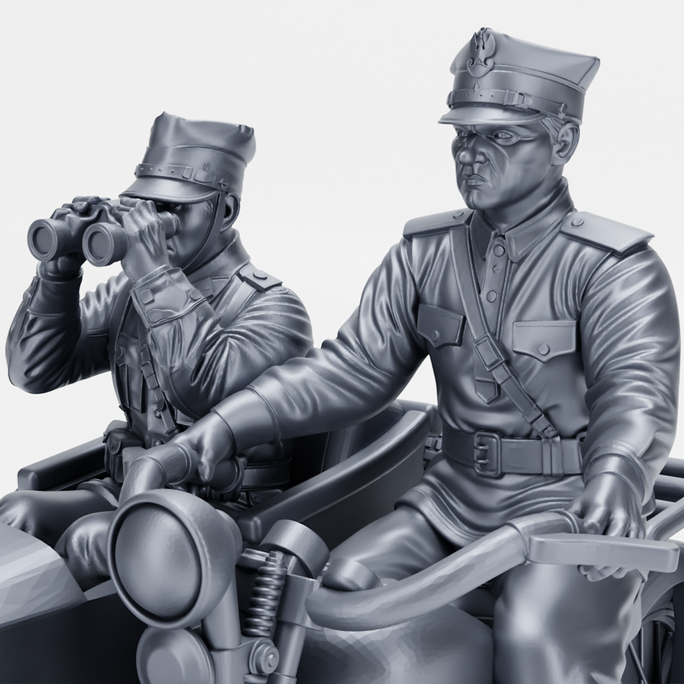 Thumbnail: Motorcycle Sokol 1000 (CWS M111) + 2 Riders (Poland, WW2) - PERSONAL USE
