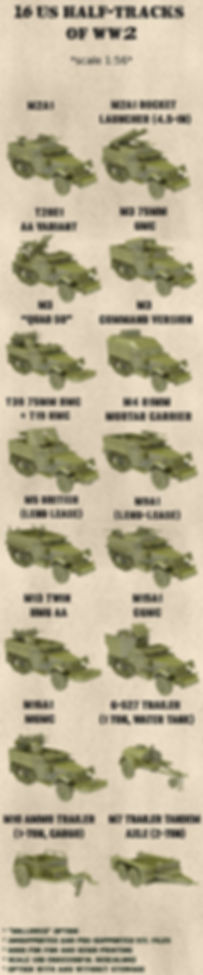 13 US Half-tracks + 3 Trailers of WW2  - PERSONAL USE