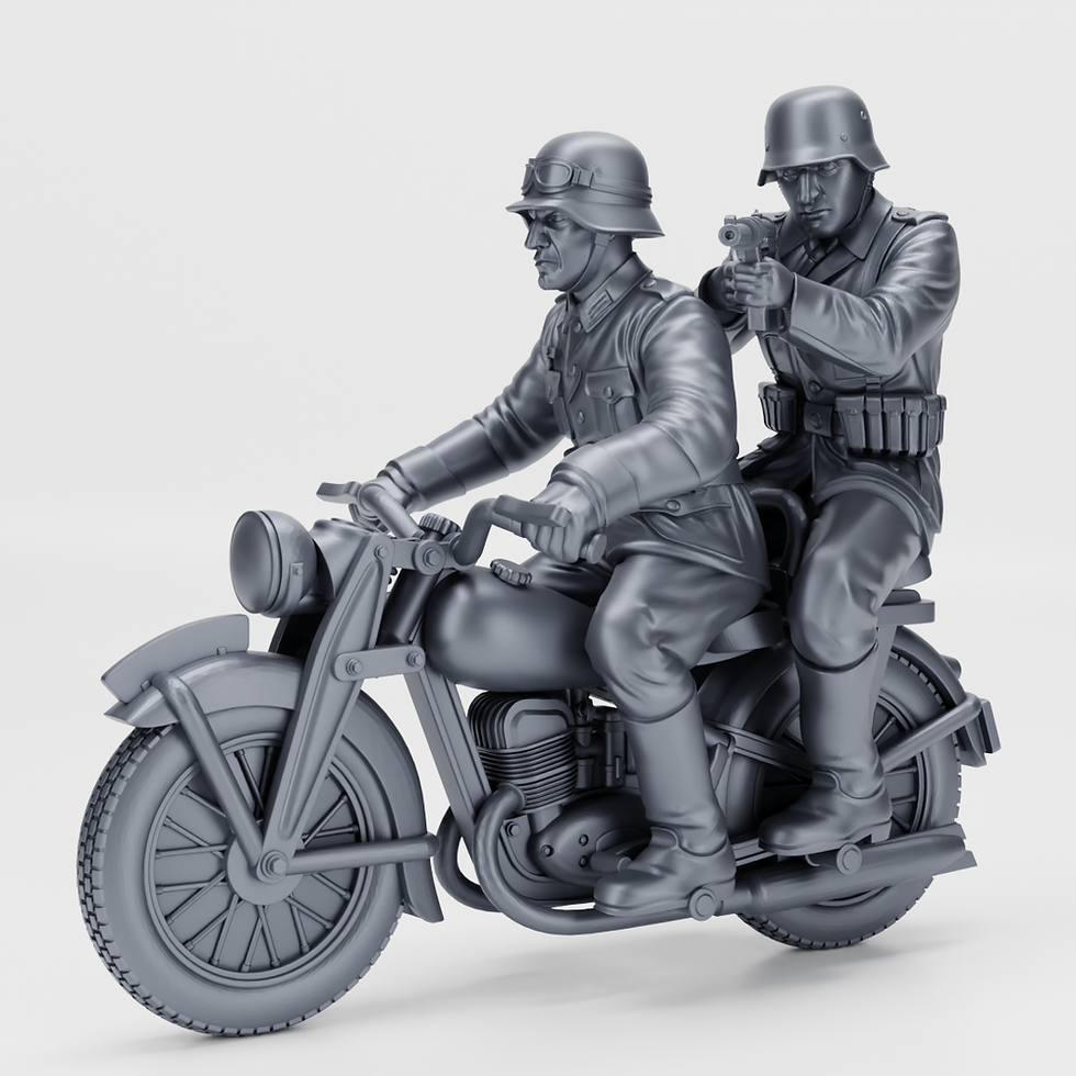 Thumbnail: Motorcycle DKW NZ350 + 2 Riders (Germany, WW2) - PERSONAL USE