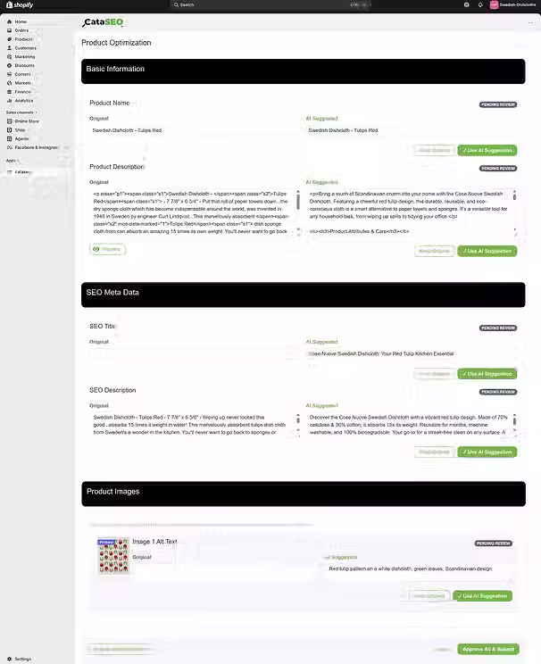 Screenshot of CataSEO Product Optimization Review