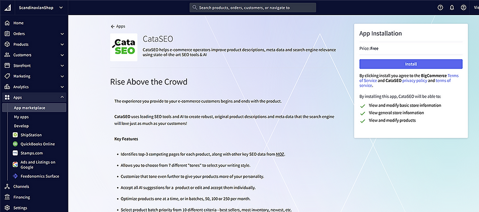 CataSEO - BigCommerce Marketplace Listing