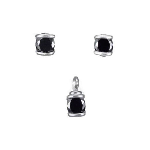 Dije y aretes de zirconias grandes engarzadas