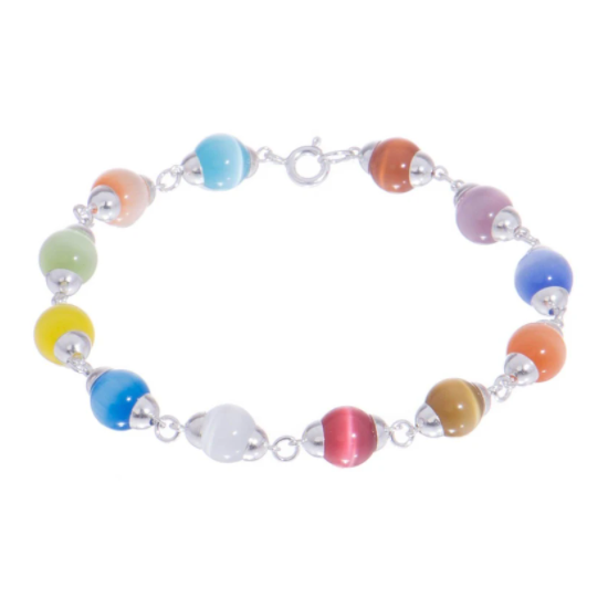 Pulsera ojo de gato con plata