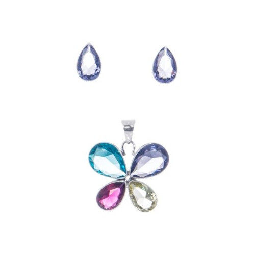 Juego de mariposa de cristal con bisel de plata