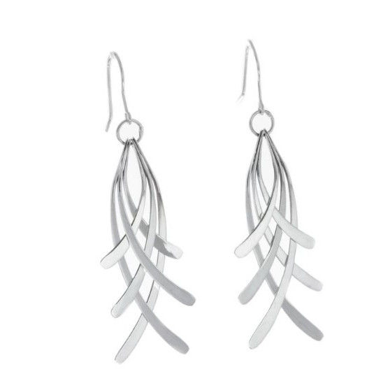 Aretes de tiras largas de plata