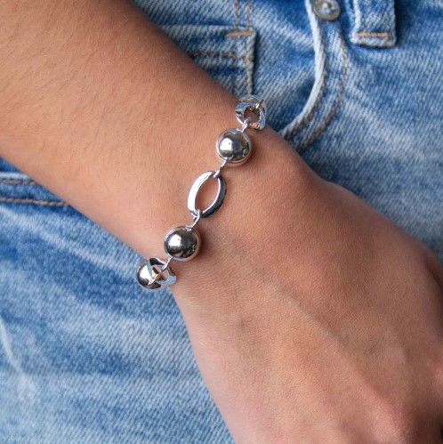Miniatura: Pulsera de óvalos y esferas