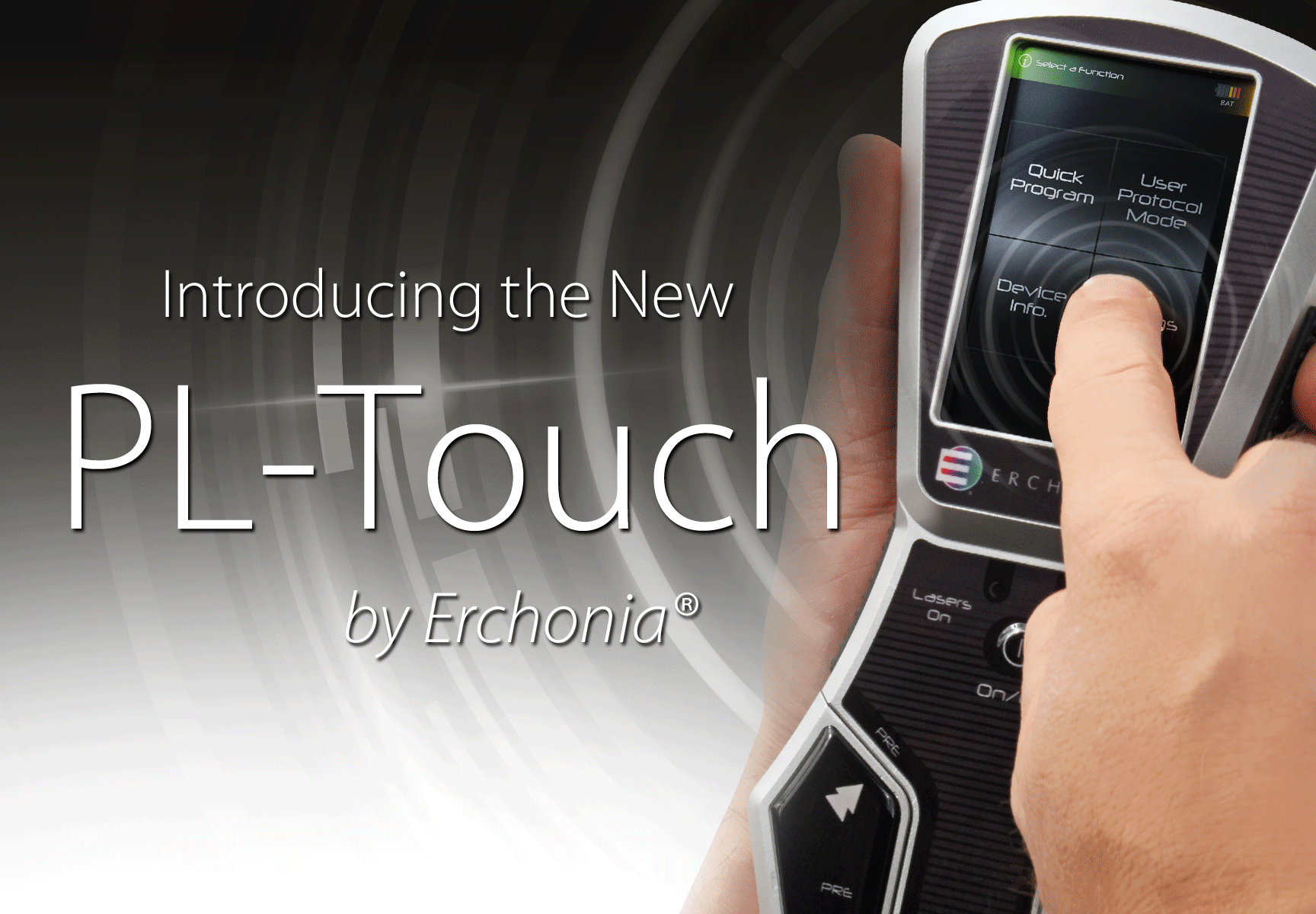 Graphical user interface design for Erchonia Corporations PL5 medical device.