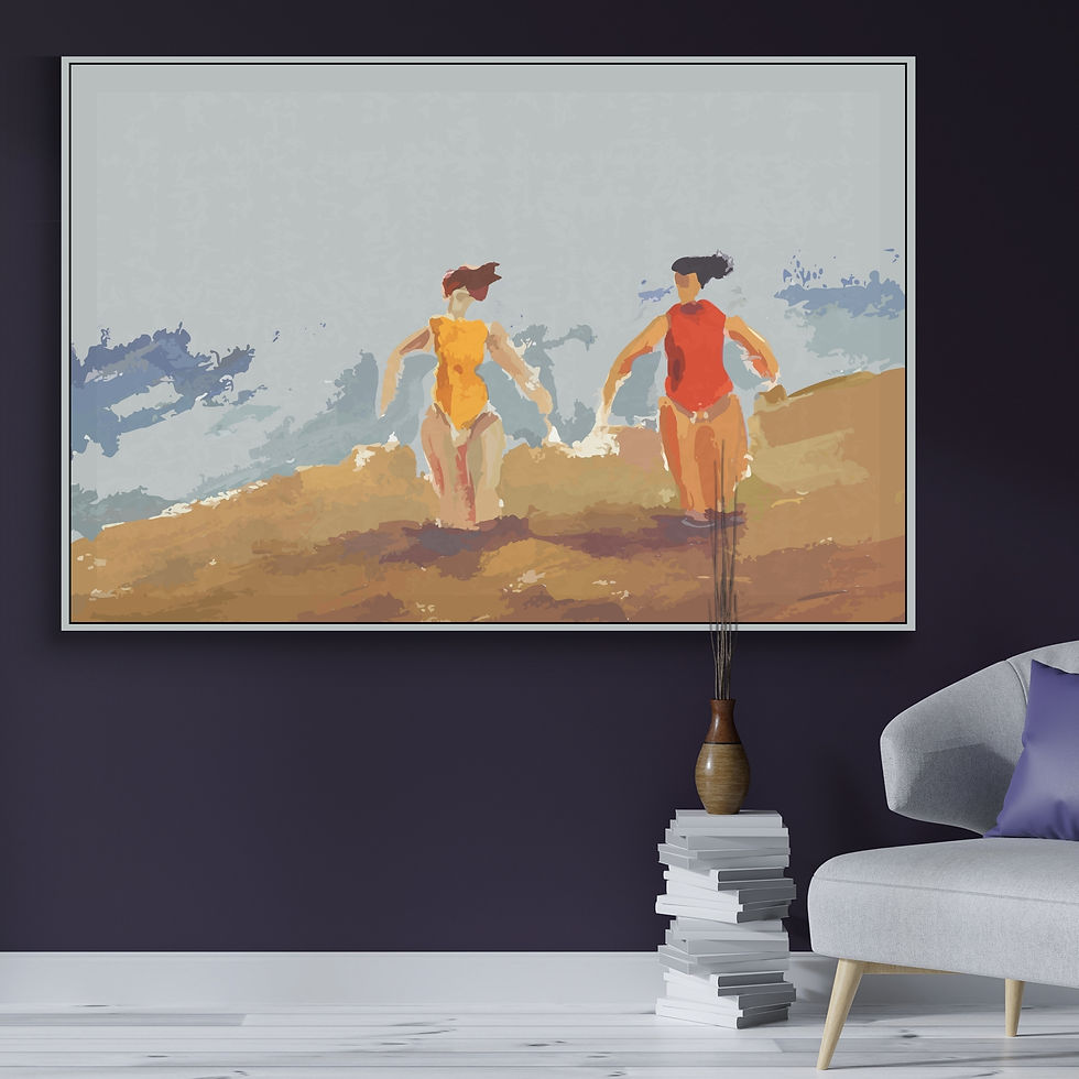 Thumbnail: Pastel Pals At The Beach Canvas Print Wall Art