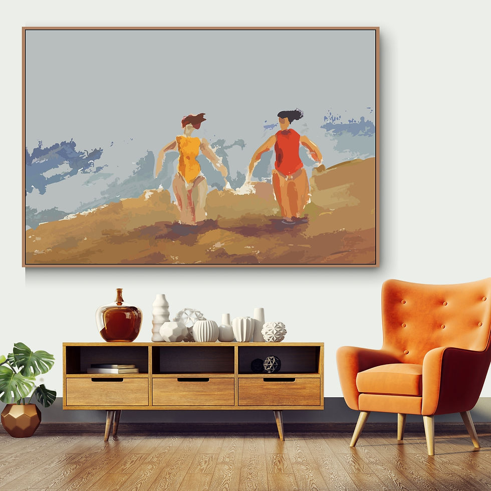 Thumbnail: Pastel Pals At The Beach Canvas Print Wall Art