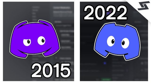 Discord logo in 2015 and 2022 comparsion.