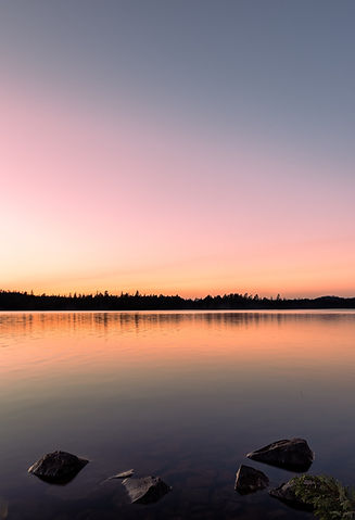 Temagami Ontario Canoe Trip, Headwaters Wilderness Program, Island Campsite Lake Sunset