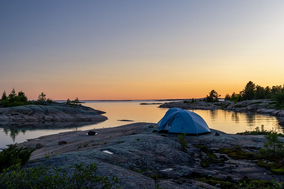 Killarney Provincial Park Philip Edward Island Ontario Canoe Trip - Headwaters Wilderness Program, Lake, Island, Campsite, Tents, Sunset