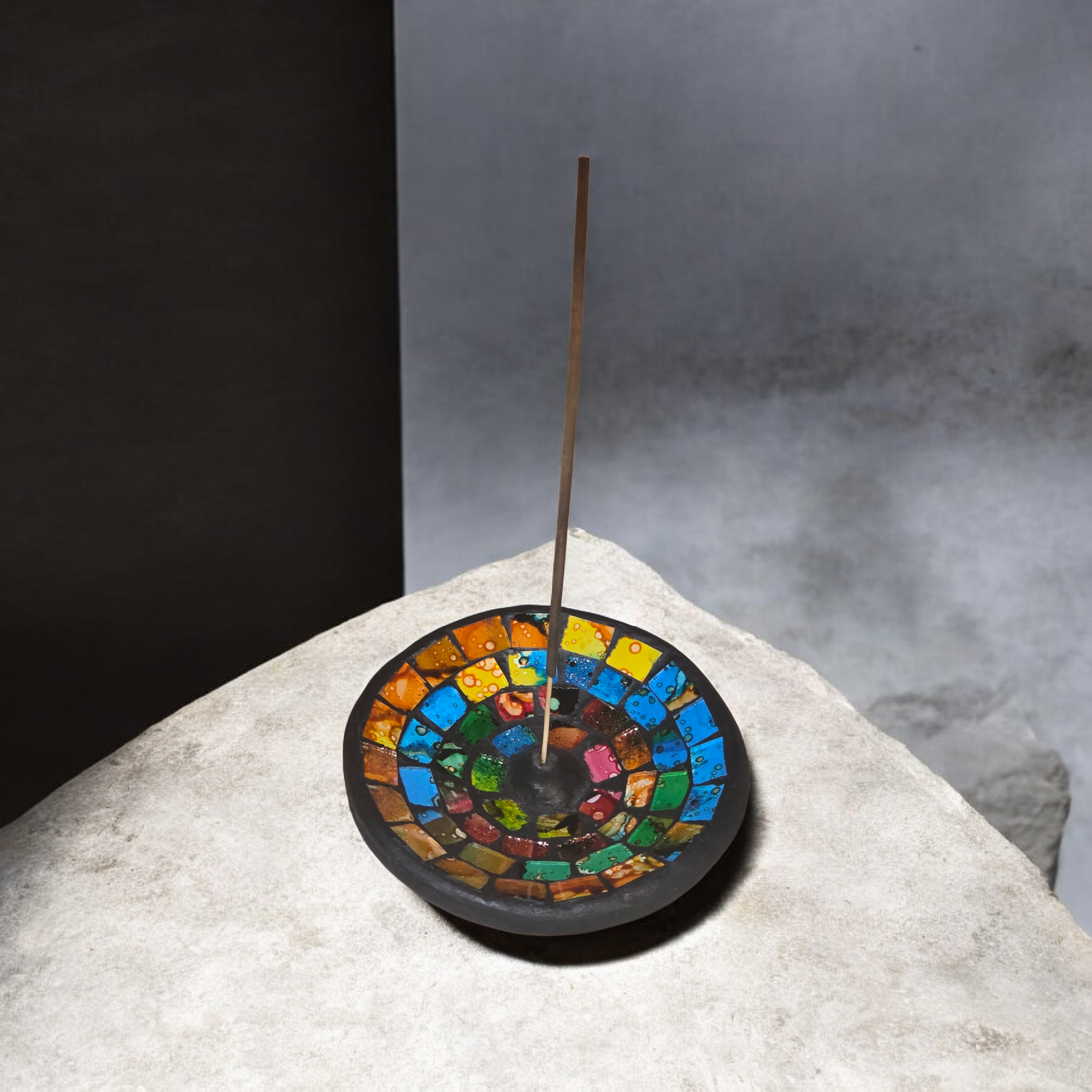 Mosaic Glass Incense Holder