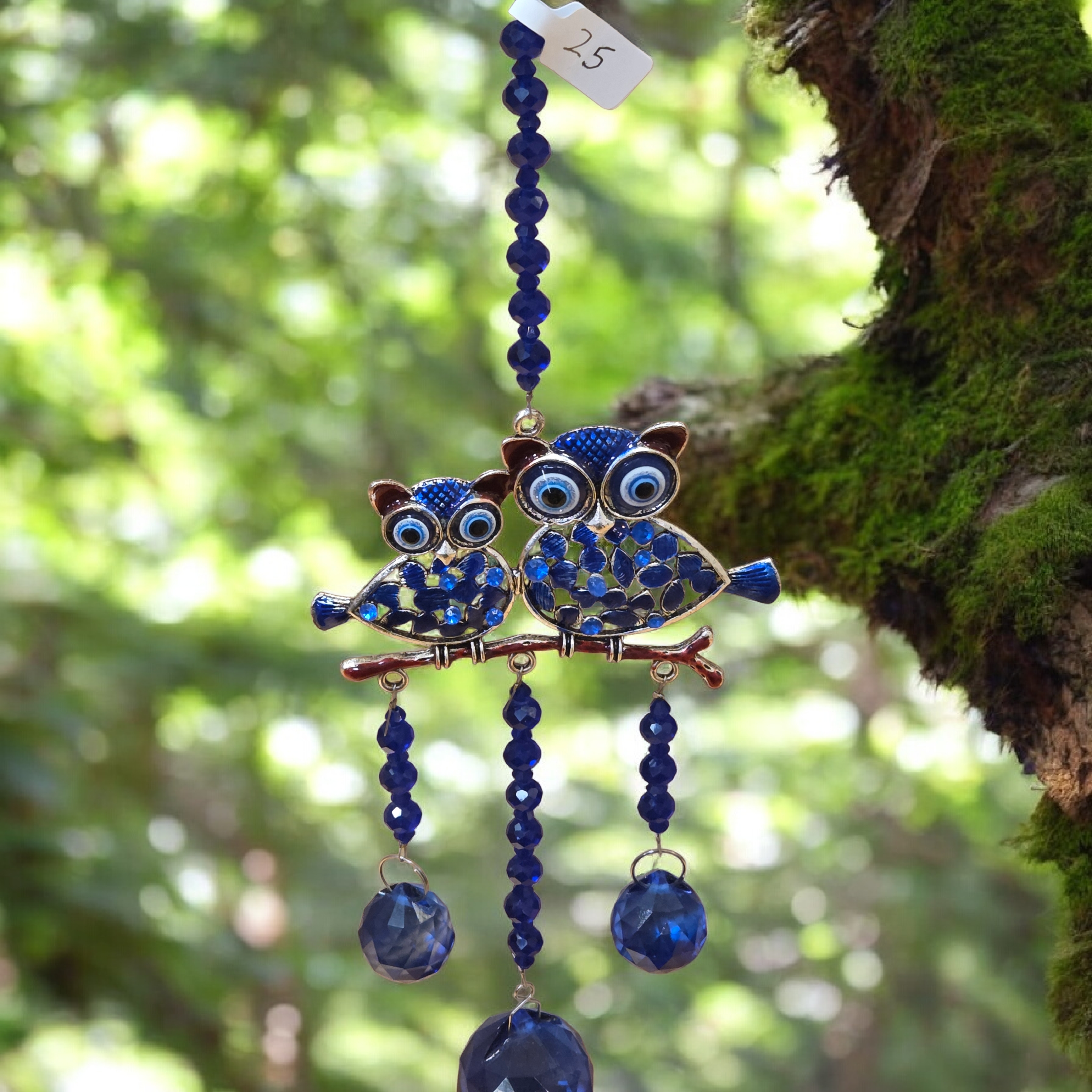 Evil Eye Owl Sun Catcher – Blue Crystal Design