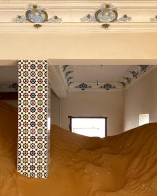 Living room with sand in Al Madam Ghost Village Sharjah