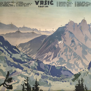 Sign showing the Julian Alps from the Vršič Pass, Slovenia