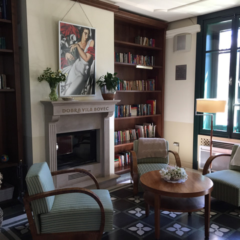 The library at Dobra Vila hotel in Bovec, Slovenia