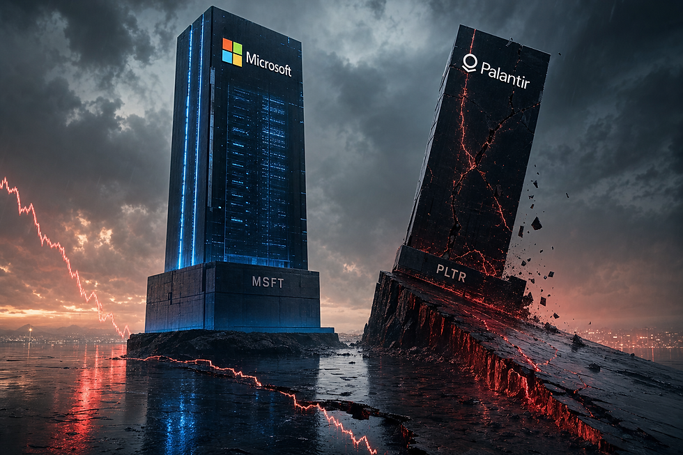 Microsoft (-20%) en Palantir (-31%) crashen: een is spotgoedkoop en koop ik met €5.000 bij
