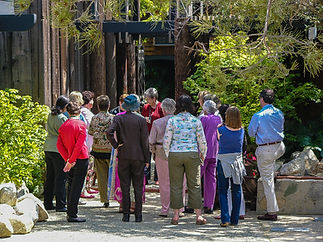 Tour group about to go into the Historic Home of Sam and Alfreda Maloof